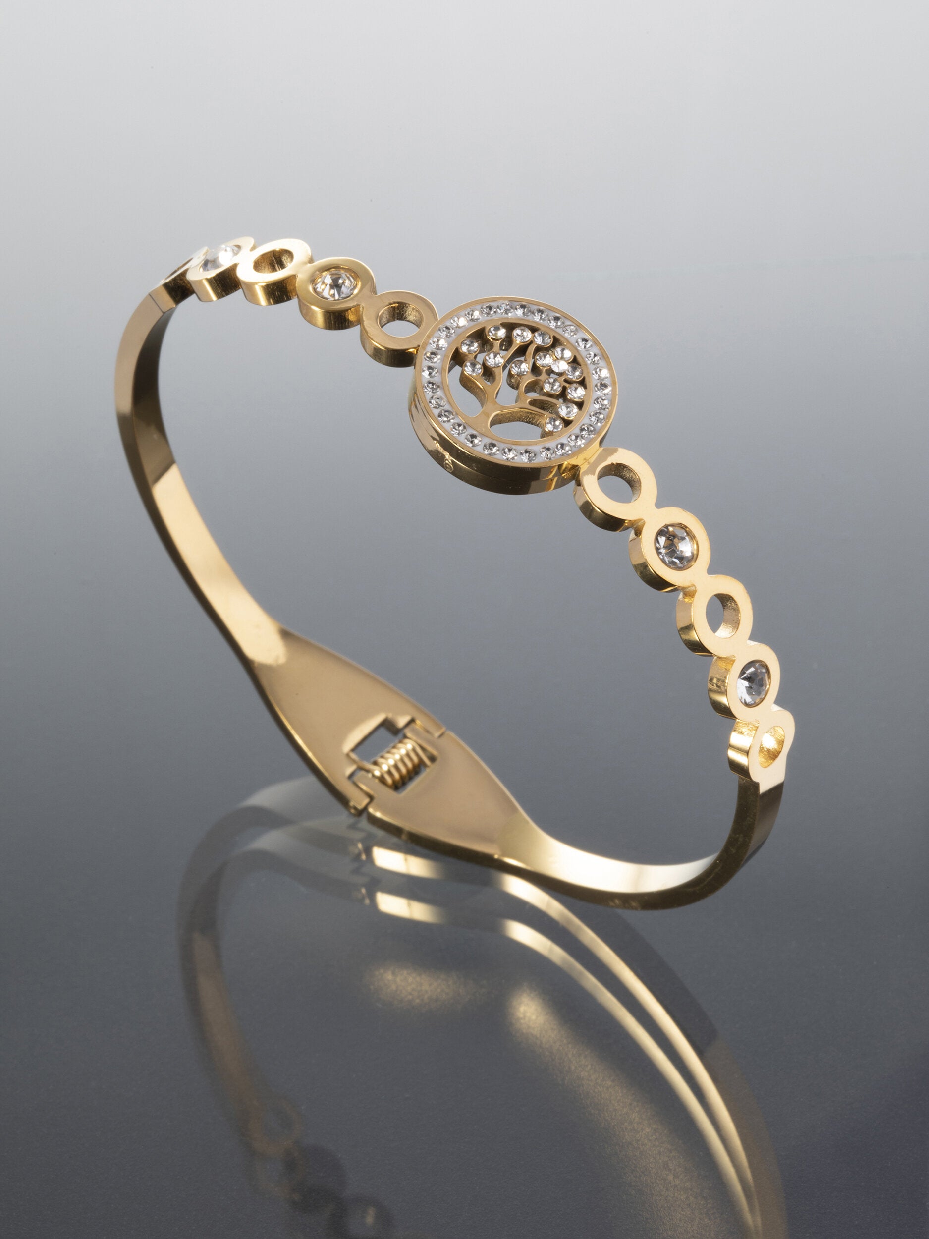 Náramek z chirurgické oceli se stromem života zlatá NM3118-0114