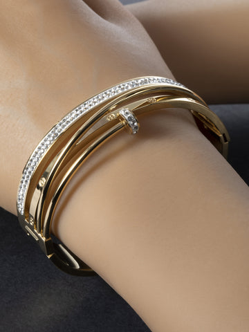 Extravagantní náramek z chirurgické oceli s krystalky zlatá NM3123-0114