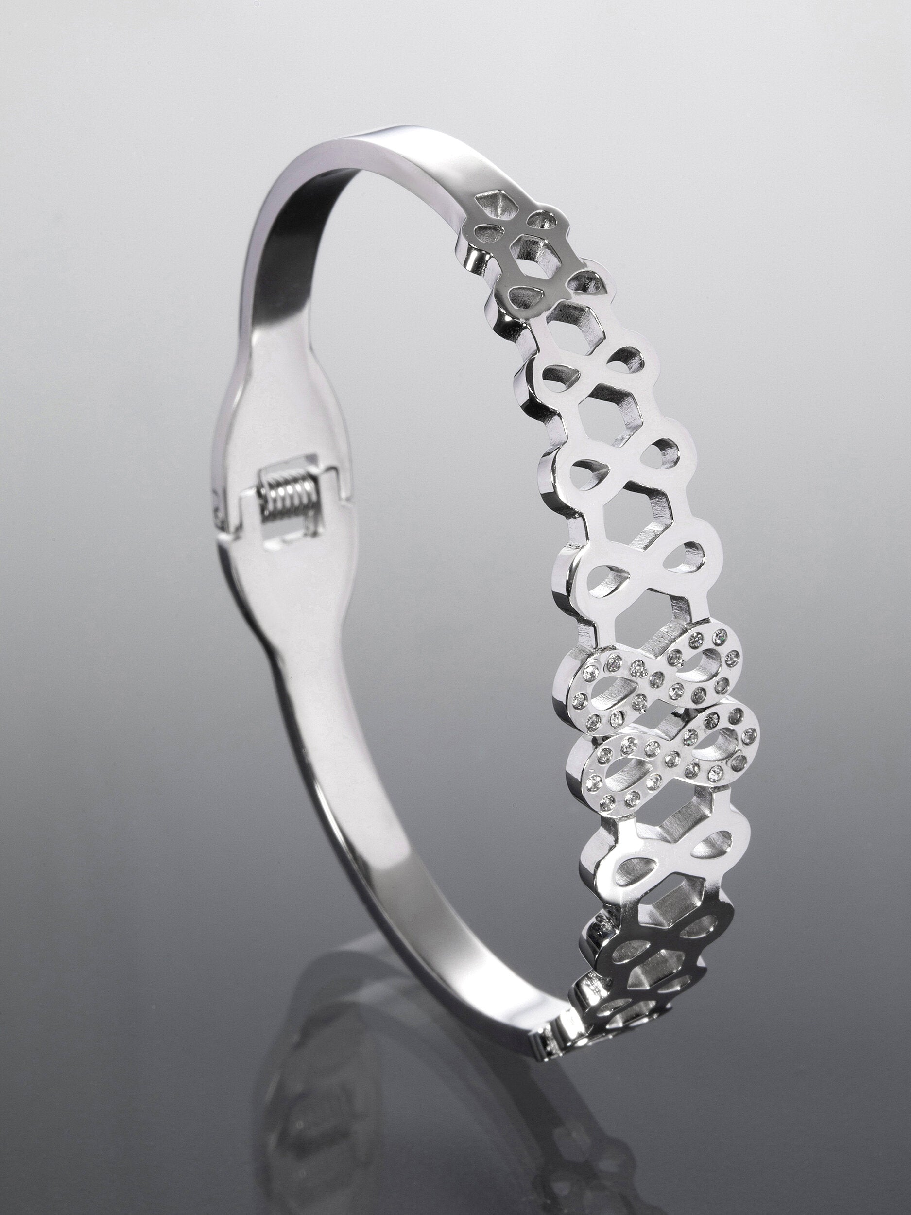 Náramek z chirurgické oceli nekonečno krystalky NM3160-0112