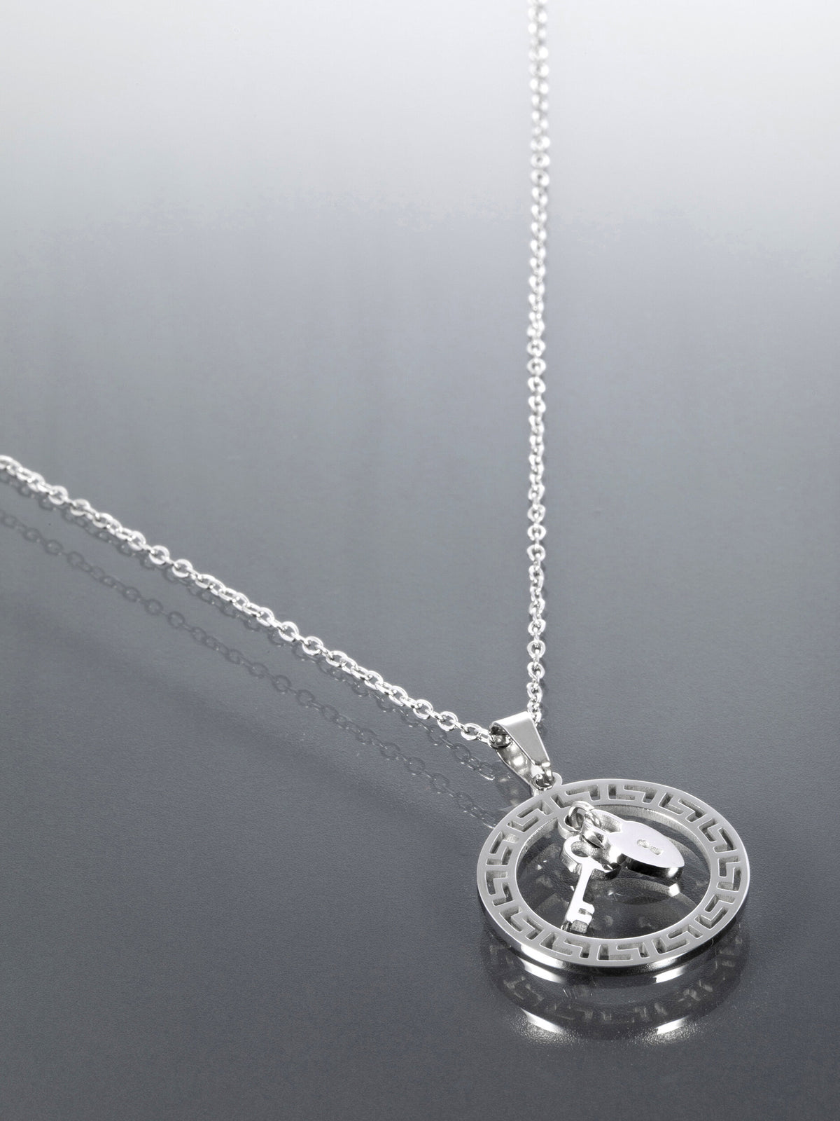 Náhrdelník z chirurgické oceli zámeček a klíč NK1748-0112