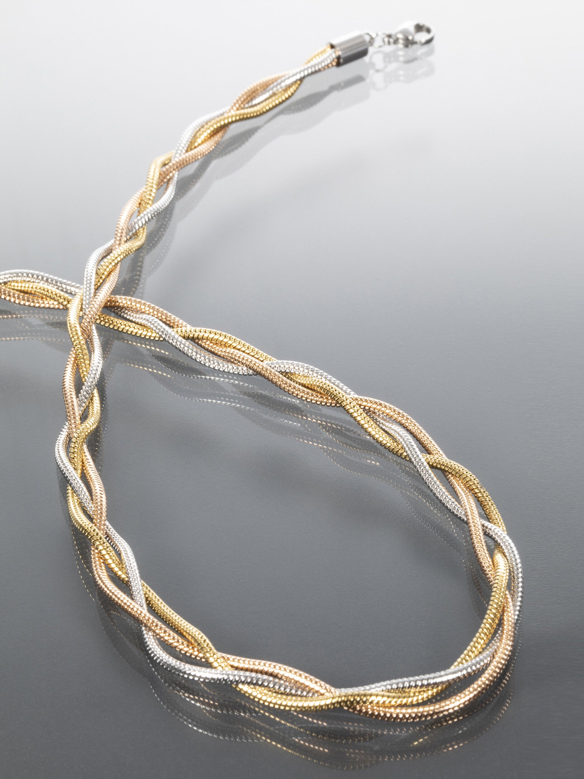 Stylový náhrdelník z chirurgické oceli zlato stříbrné barvy NK1752-0114