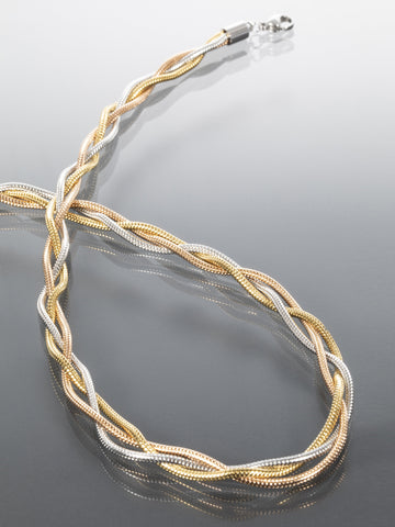 Stylový náhrdelník z chirurgické oceli zlato stříbrné barvy NK1752-0114