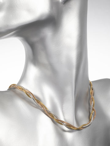 Stylový náhrdelník z chirurgické oceli zlato stříbrné barvy NK1752-0114