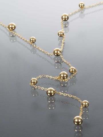 Náhrdelník z chirurgické oceli zlaté barvy s kuličkami NK1754-0114