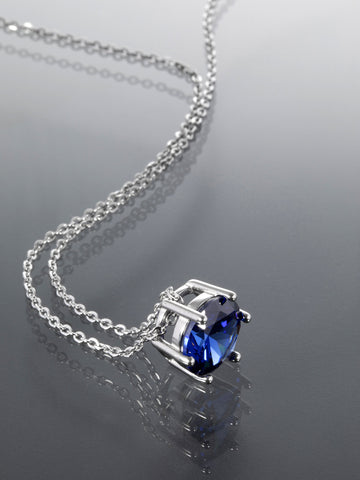 Náhrdelník z chirurgické oceli s modrým zirkonem NK1725-0505