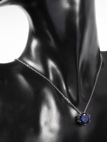 Náhrdelník z chirurgické oceli s modrým zirkonem NK1725-0505