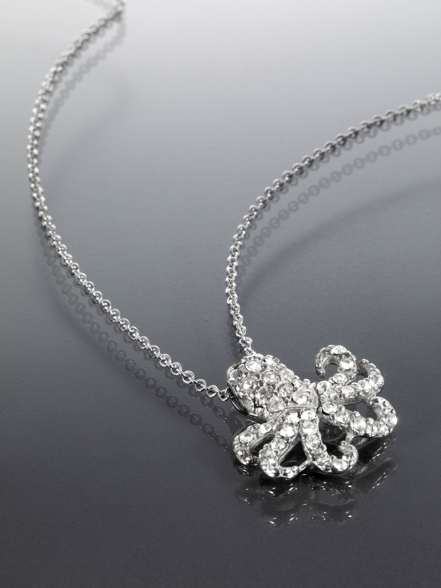 Náhrdelník z chirurgické oceli chobotnice s krystalky NK1742-0112