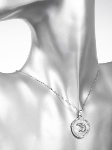 Náhrdelník z chirurgické oceli s orlem v perleti s krystalky NK1749-0112