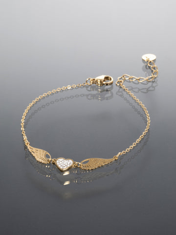 Náramek z chirurgické oceli s srdíčko s andělskými křídly NM3184-0114