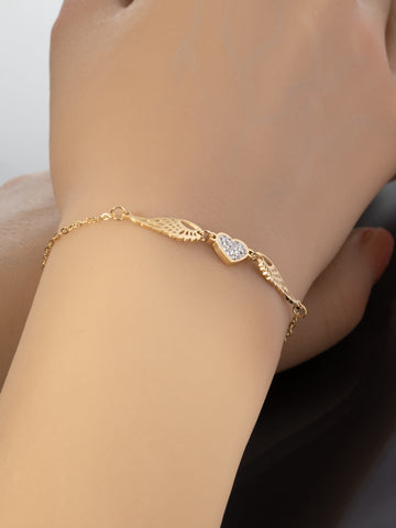 Náramek z chirurgické oceli s srdíčko s andělskými křídly NM3184-0114