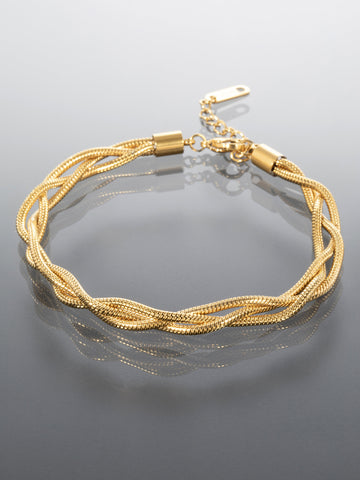 Elegantní náramek z pletených řetízků z chirurgické oceli zlaté NM3188-0114