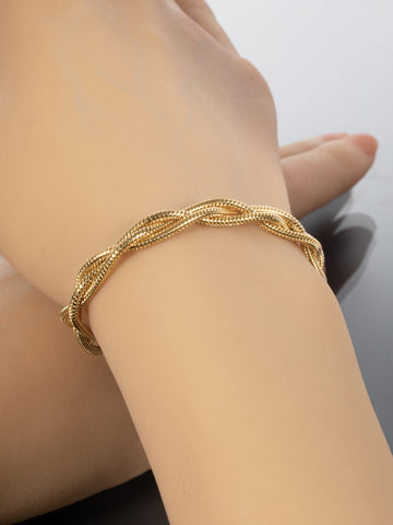Elegantní náramek z pletených řetízků z chirurgické oceli zlaté NM3188-0114