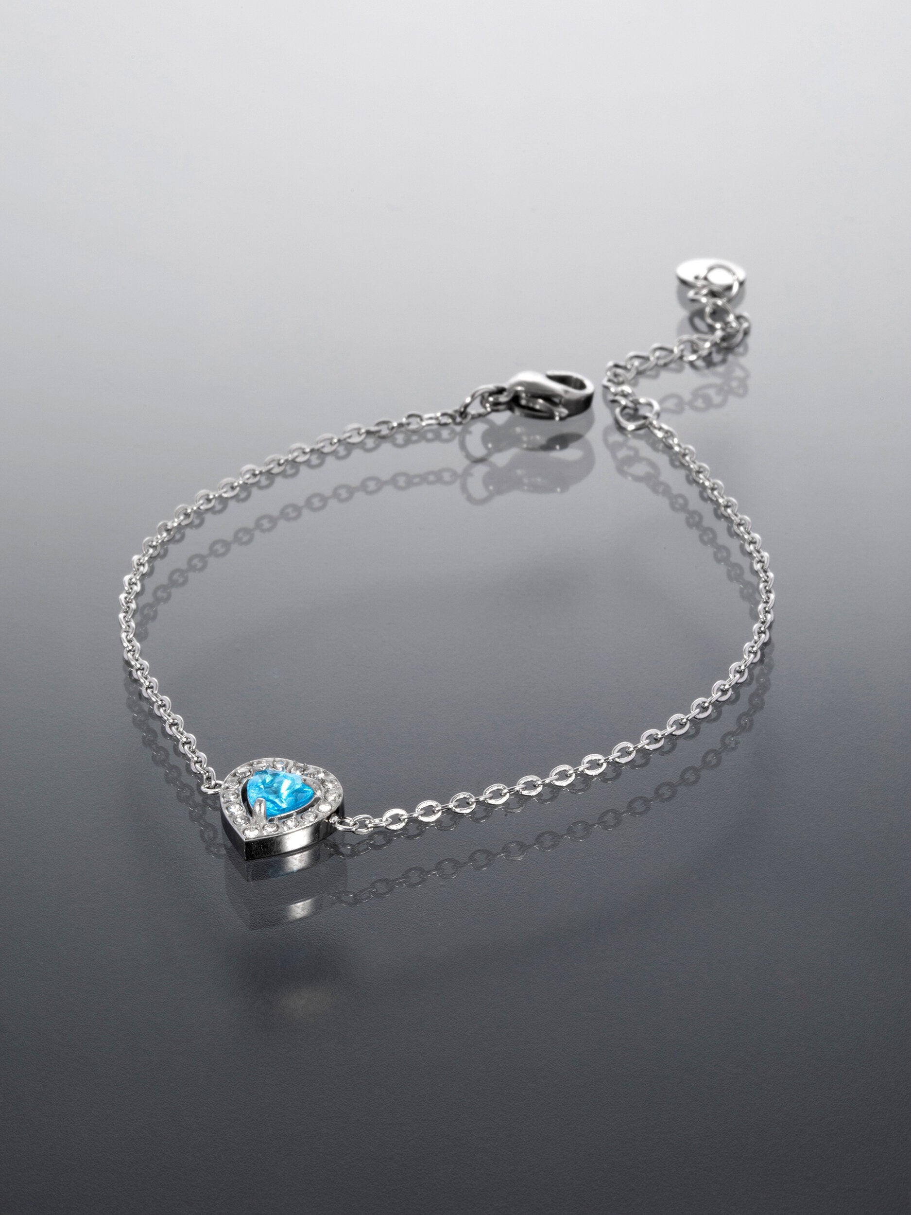 Náramek z chirurgické oceli srdíčko s krystalkem NM3180-0112