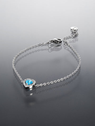 Náramek z chirurgické oceli srdíčko s krystalkem NM3180-0112