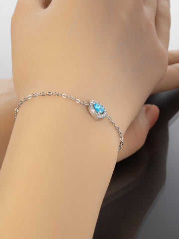 Náramek z chirurgické oceli srdíčko s krystalkem NM3180-0112