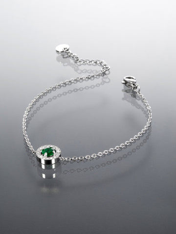 Náramek z chirurgické oceli kolečko se zeleným krystalkem NM3182-0112