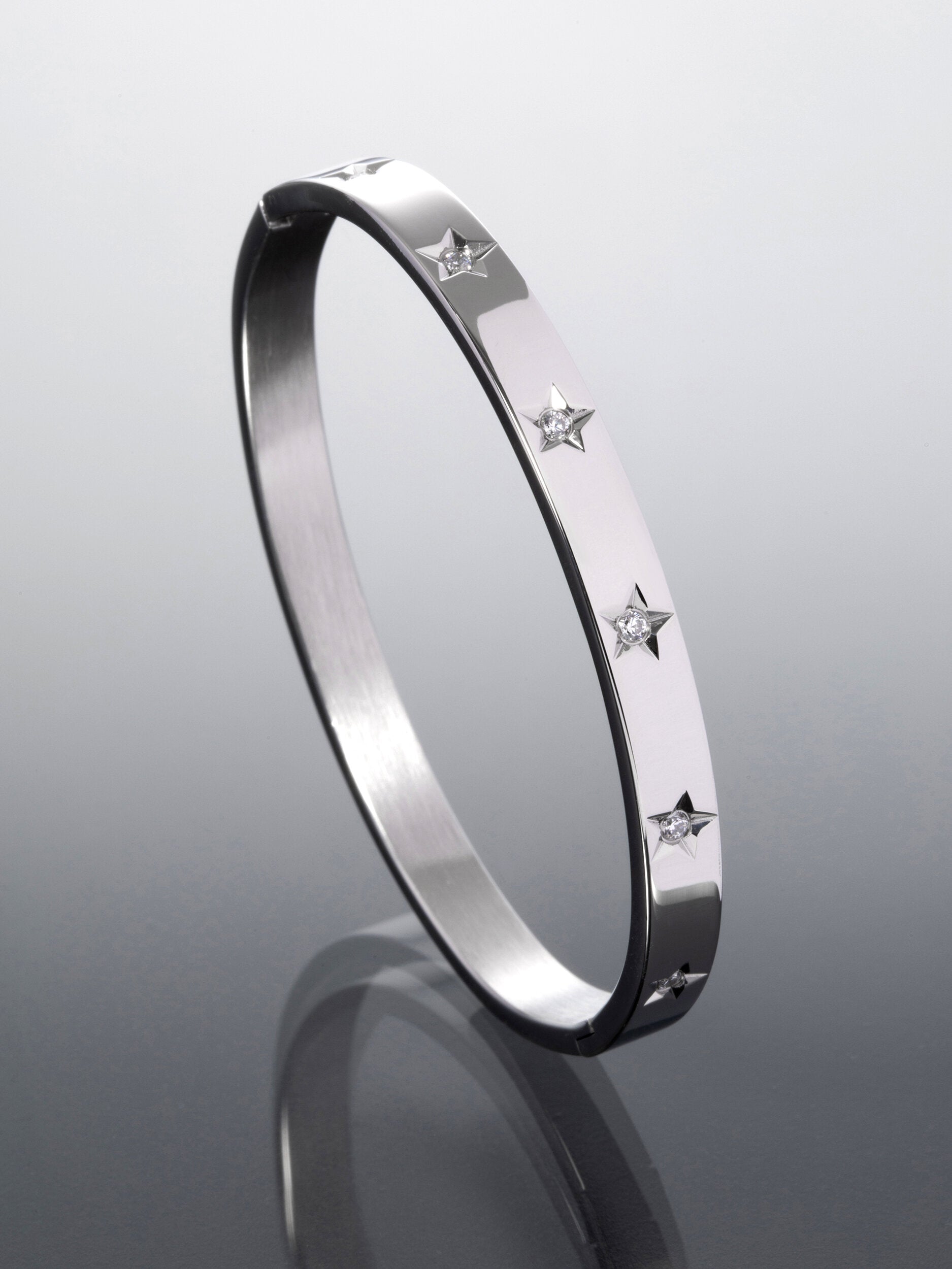 Náramek z chirurgické oceli hvězdičky s krystalky NM3166-0112