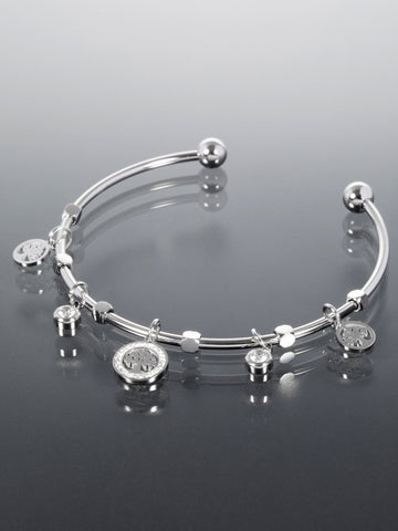Náramek z chirurgické oceli s krystalky a stromem života NM3170-0112