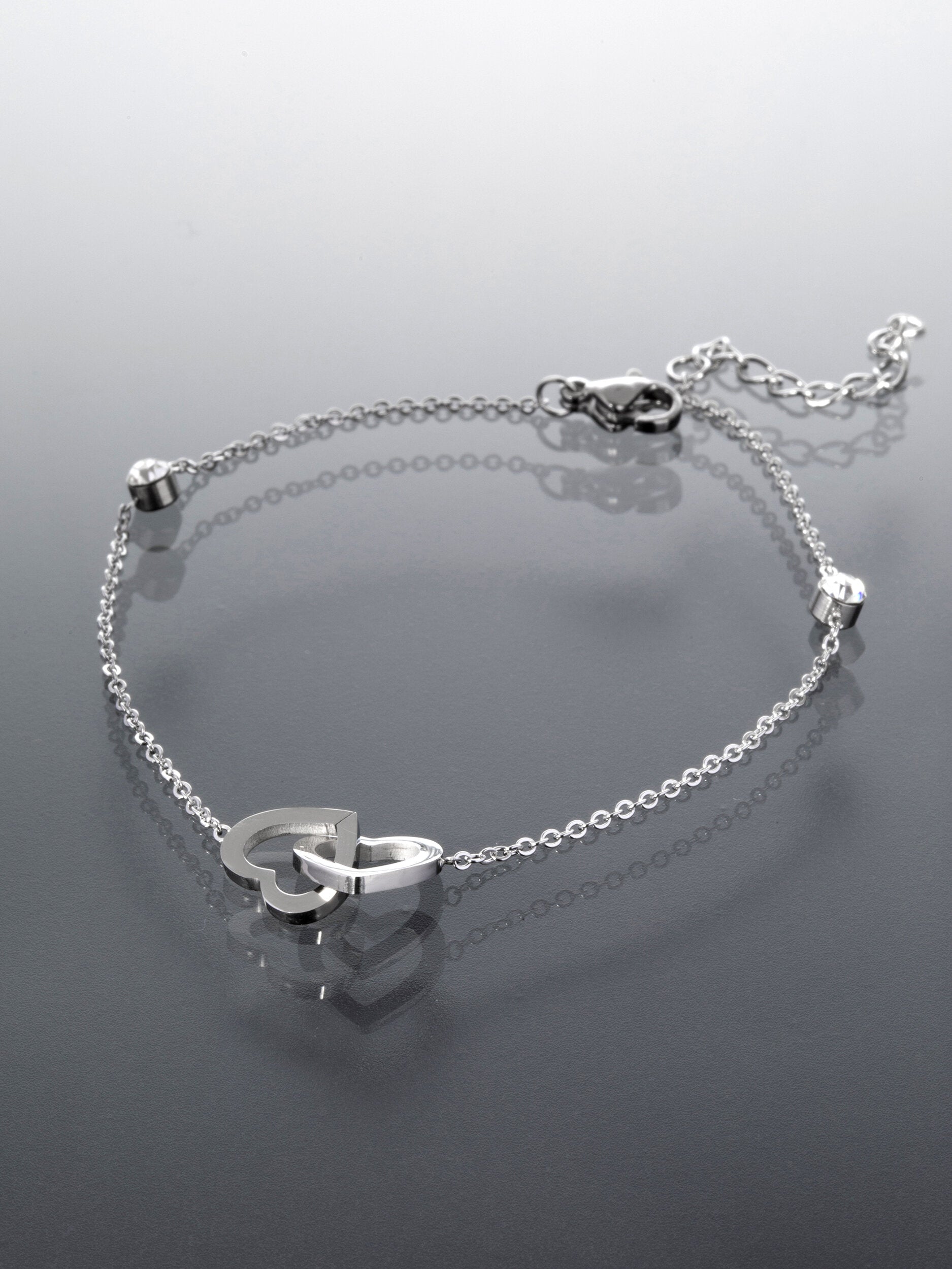 Náramek z chirurgické oceli se srdíčky NM3172-0112