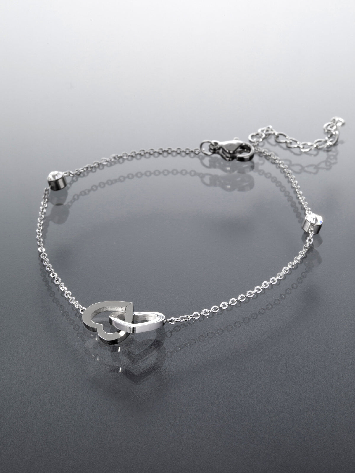 Náramek z chirurgické oceli se srdíčky NM3172-0112