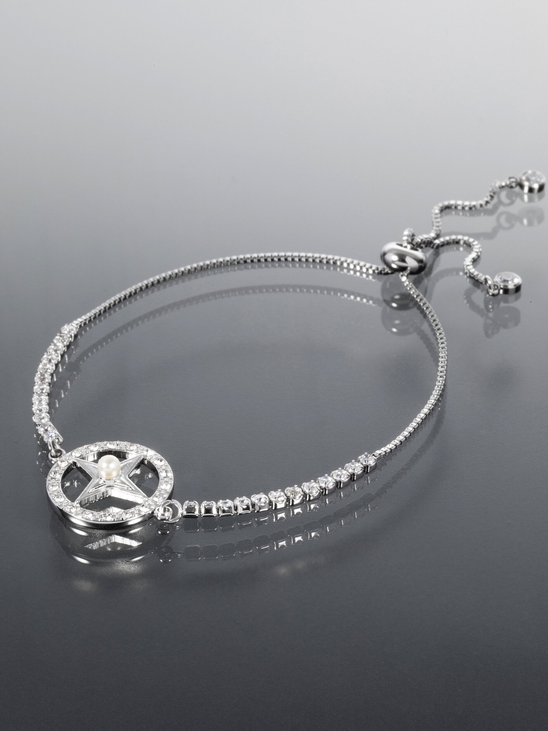 Náramek z chirurgické oceli hvězdička s krystalky NM3186-0112