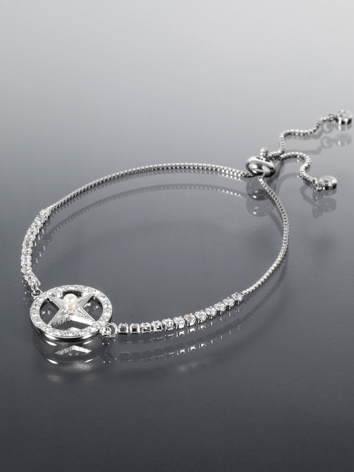 Náramek z chirurgické oceli hvězdička s krystalky NM3186-0112