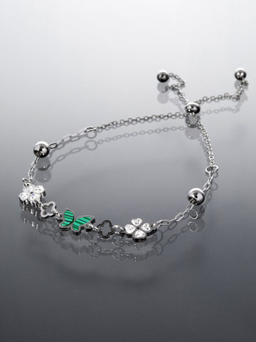 Náramek z chirurgické oceli  motýlek s čtyřlístky NM3185-0112