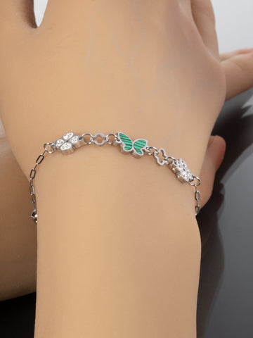 Náramek z chirurgické oceli  motýlek s čtyřlístky NM3185-0112