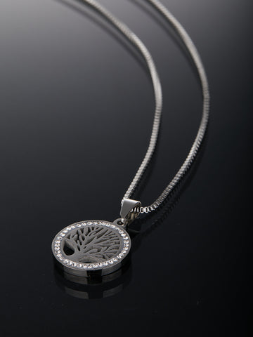 Náhrdelník z chirurgické oceli strom života s krystalky NK1761-0112