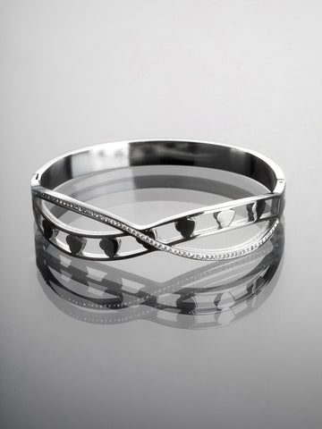 Náramek z chirurgické oceli elegantní se srdíčky NM3263-0112