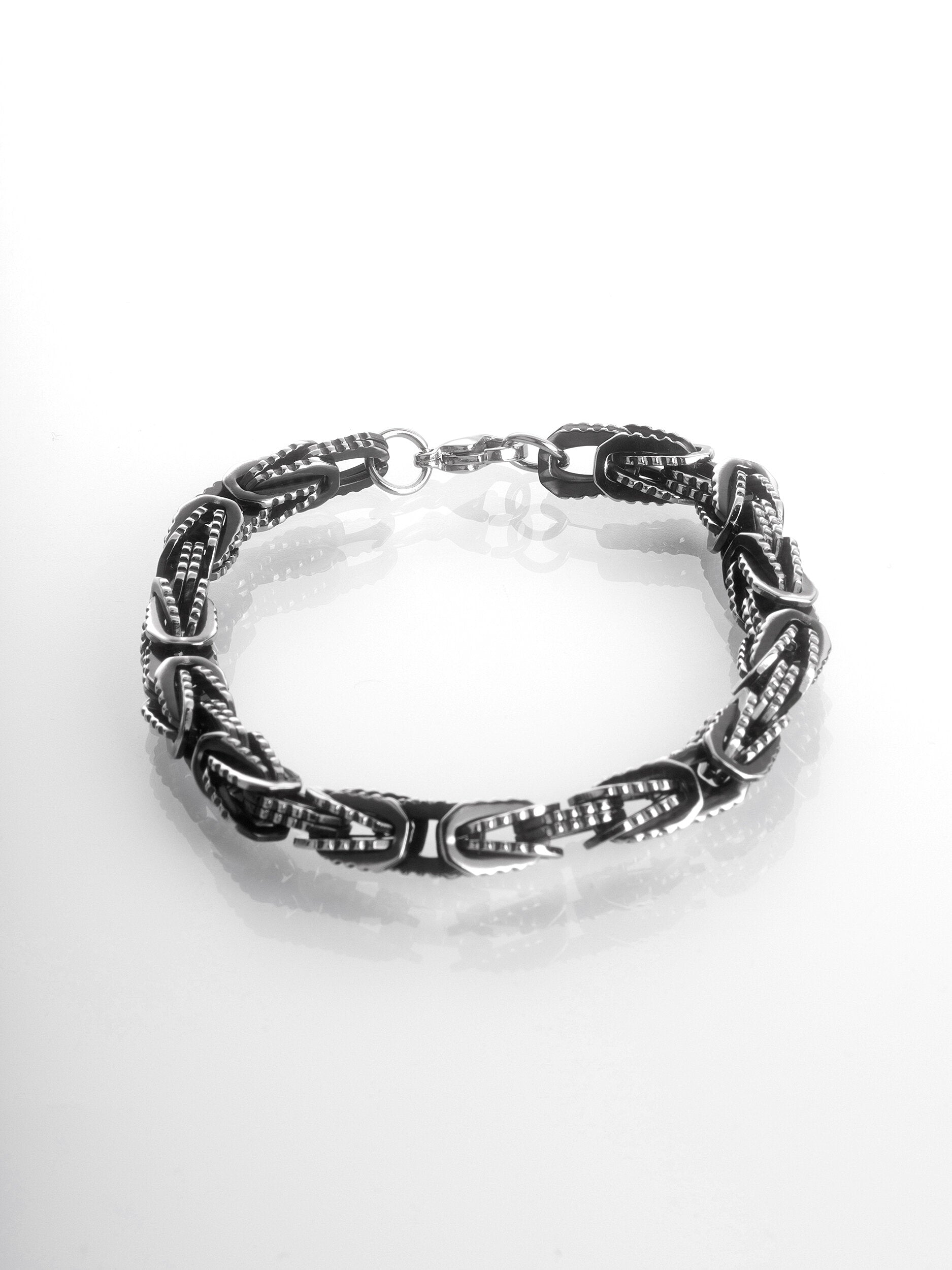 Pánský hranatý masivní náramek z tmavé chirurgické oceli  NM3223-0137