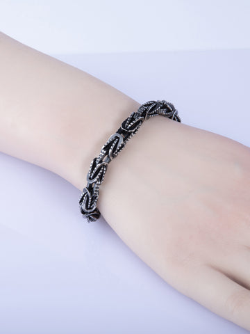 Pánský hranatý masivní náramek z tmavé chirurgické oceli  NM3223-0137