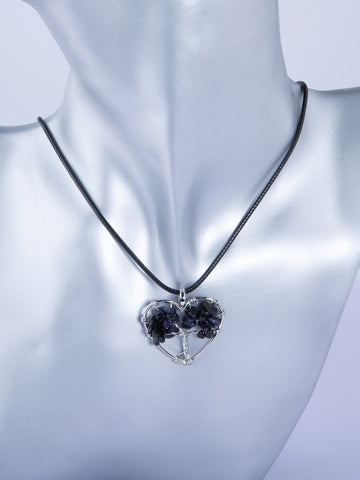 Amulet ve tvaru srdce se stromem života s kamínky minerálu onyx PK1685-1612