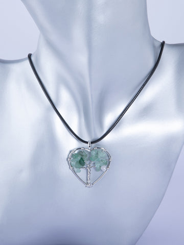 Amulet ve tvaru srdce se stromem života s kamínky minerálu avanturín PK1681-1640
