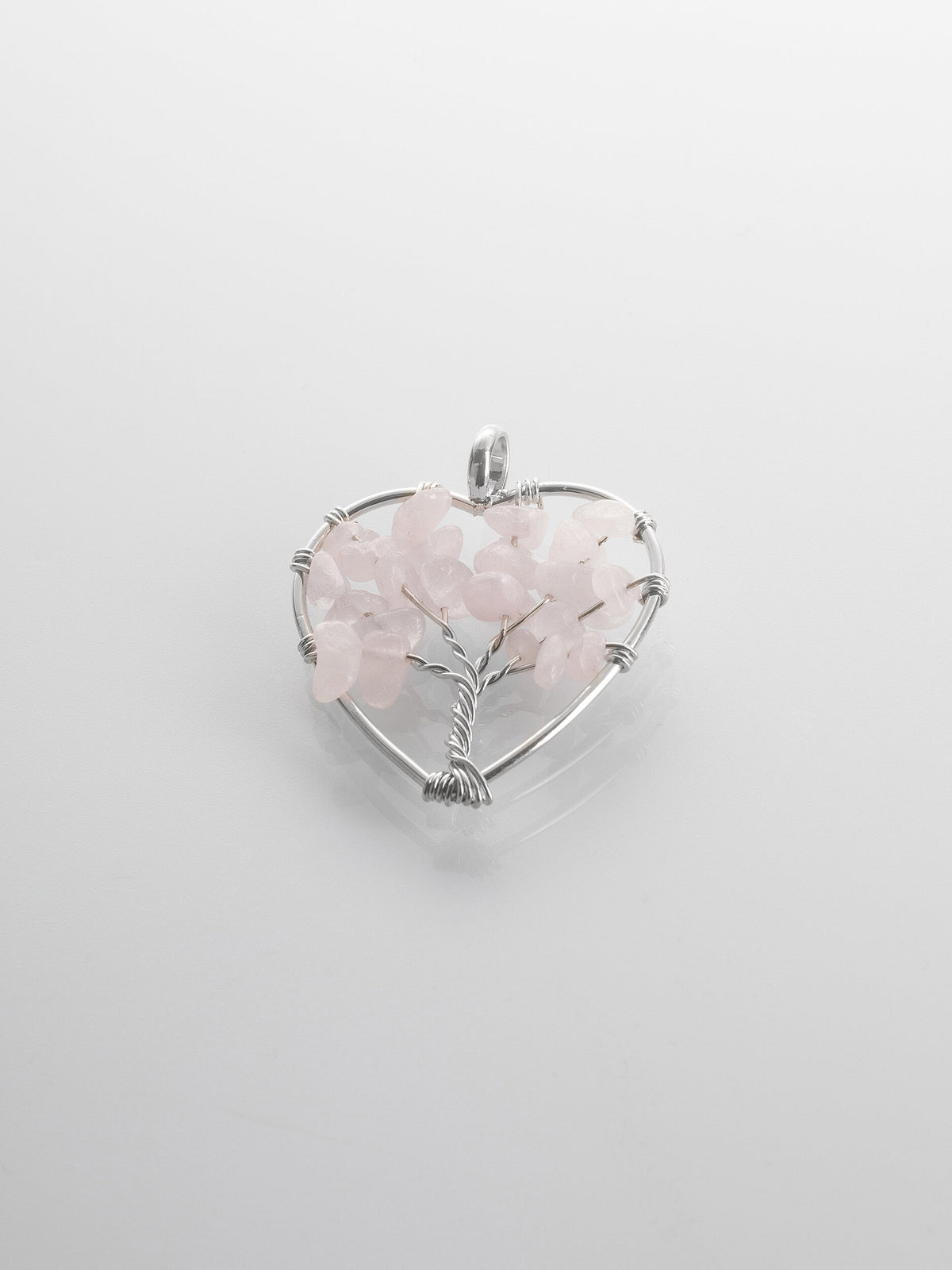 Amulet ve tvaru srdce se stromem života s kamínky minerálu růženín PK1683-1606
