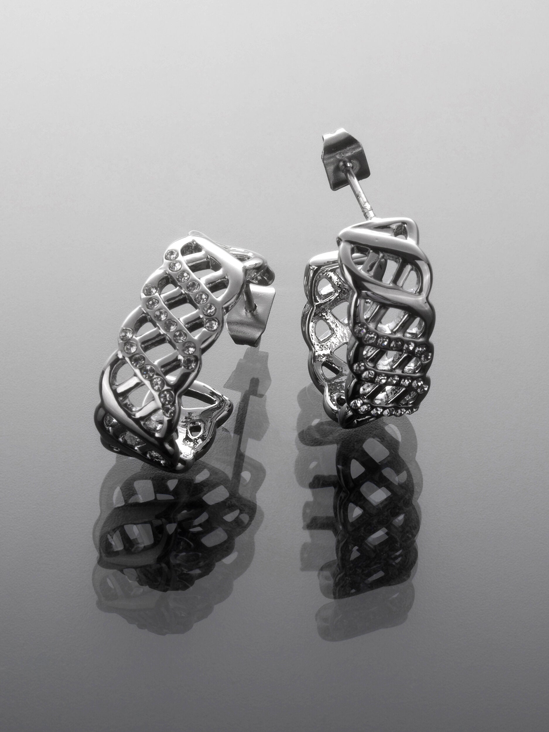 Luxusní náušnice z chirurgické oceli zdobené krystalky, zlatá nebo stříbrná barva NE3145-0112