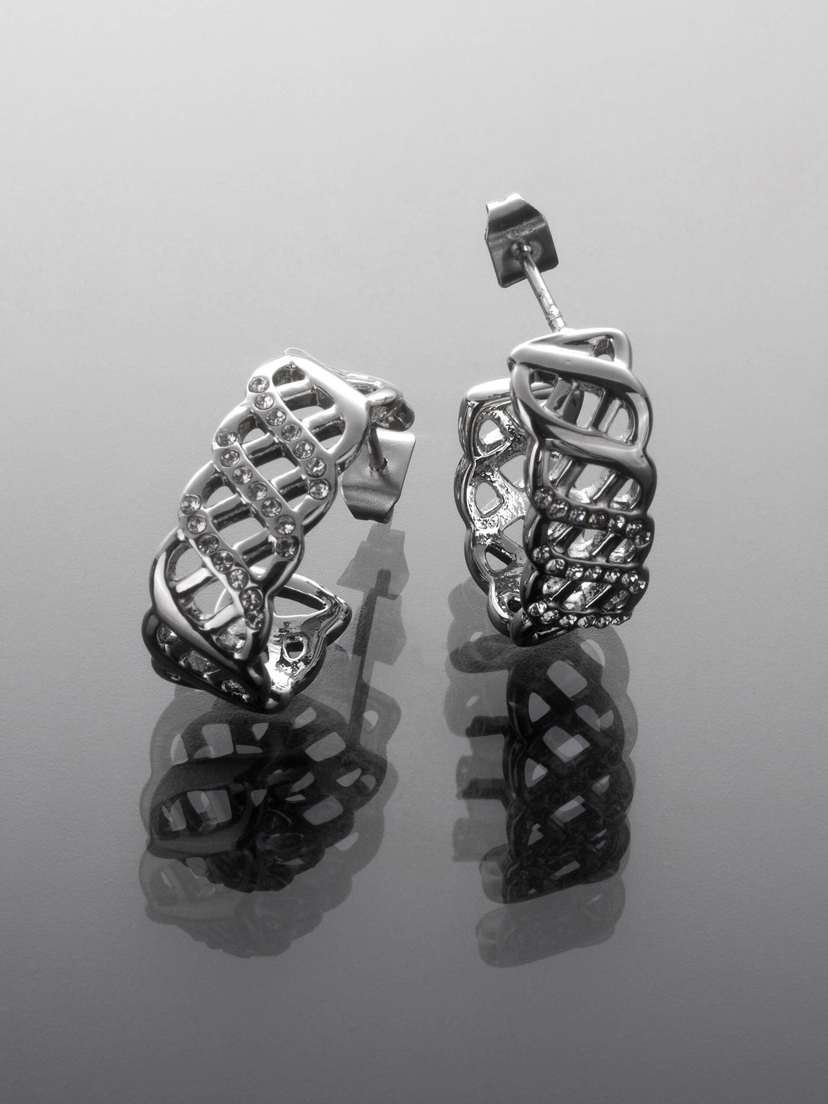 Luxusní náušnice z chirurgické oceli zdobené krystalky, zlatá nebo stříbrná barva NE3145-0112