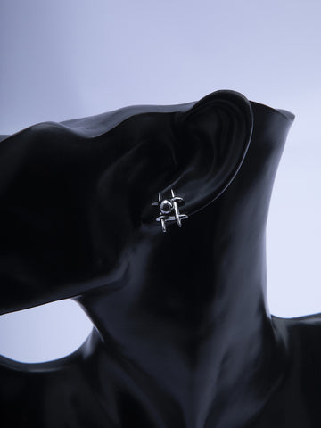 Náušnice z leštěné chirurgické oceli kulička na mřížce  NE3135-0112