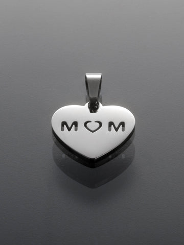 Přívěsek z chirurgické oceli srdíčko MOM stříbrné PK1729-0112