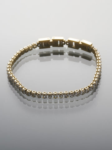 Překrásný štrasový náramek z chirurgické oceli zlaté barvy se třpytivými kamínky NM3293-0114