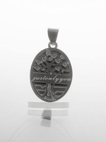 Romantický oválný přívěsek z chirurgické oceli strom života s nápisem PK1810-0112