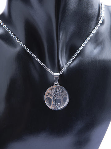 Elegantní přívěsek z leštěné chirurgické oceli stromy života vrstvený PK1808-0116