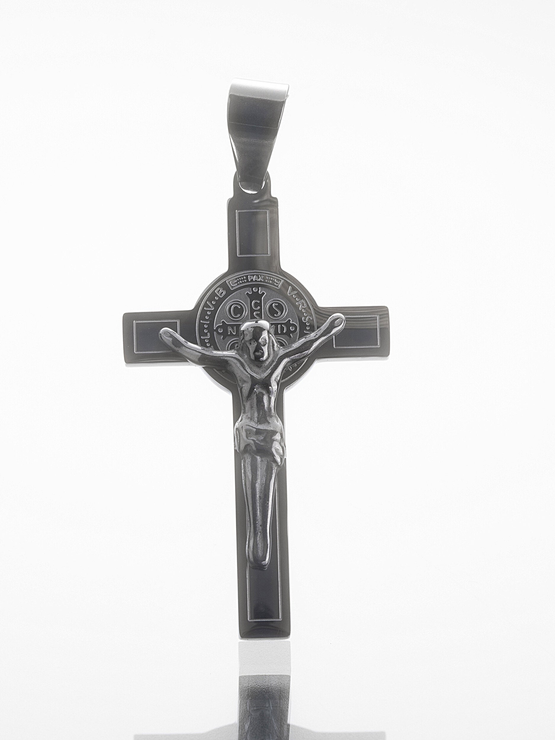 Přívěsek z leštěné chirurgické oceli, kříž s Kristem PK1784-0112