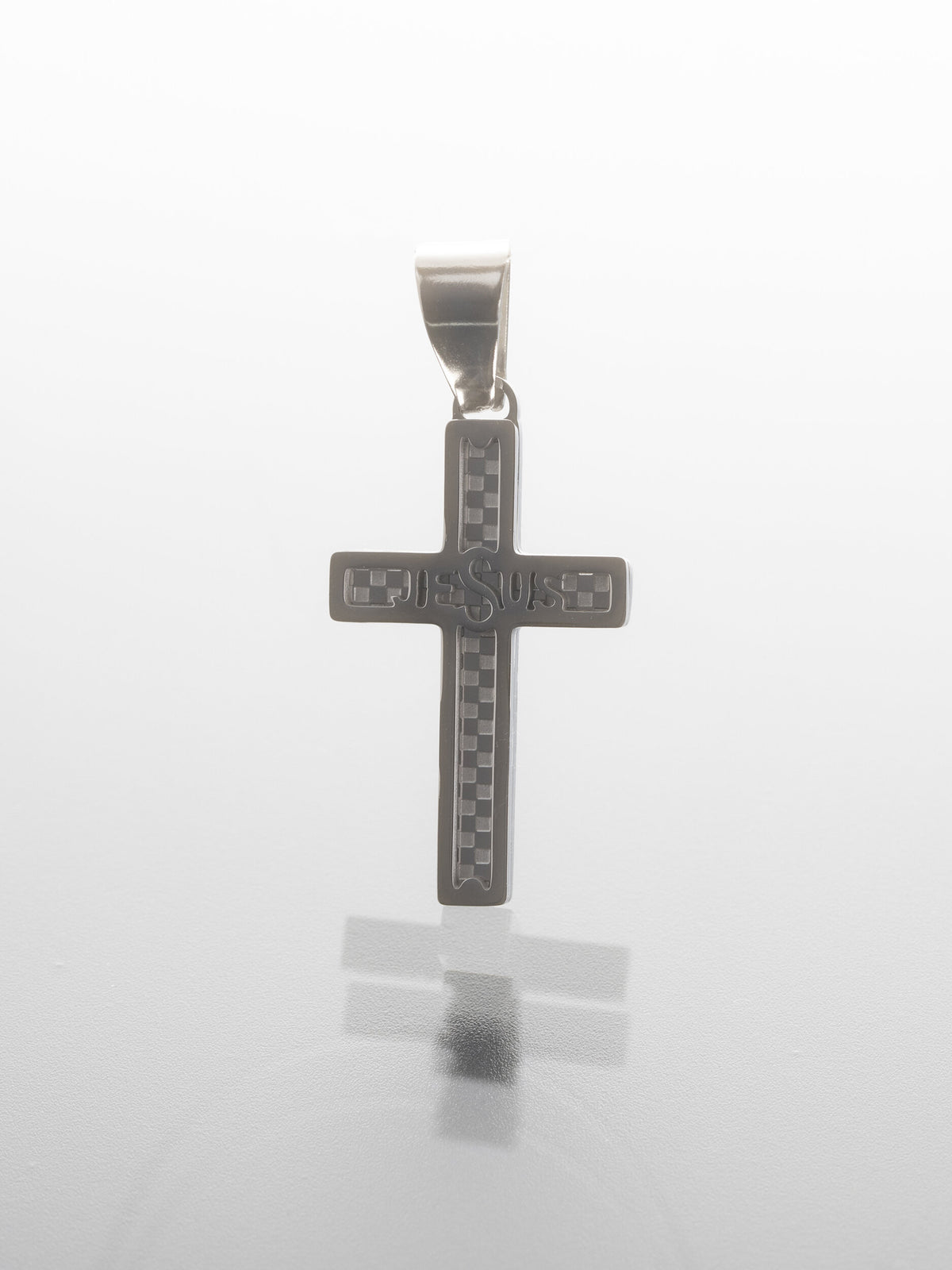 Přívěsek z chirurgické oceli, křížek s nápisem PK1774-0112