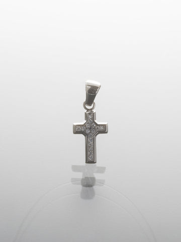 Přívěsek z leštěné chirurgické oceli, křížek s krystalky PK1788-0112