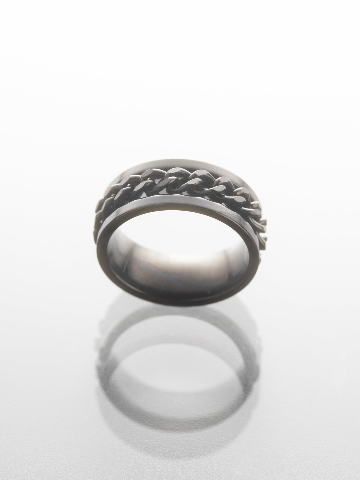 Stylový pánský prsten z chirurgické oceli černý řetěz PR0463-016502