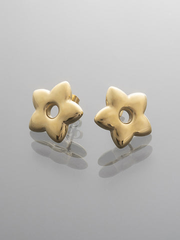Poutavé elegantní náušnice z leštěné chirurgické oceli ve tvaru kvítku, zlatá nebo stříbrná barva NE3205-0114