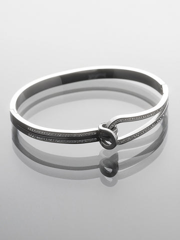 Pevný náramek z leštěné chirurgické oceli s drobnými krystalky uzlík NM3318-0112