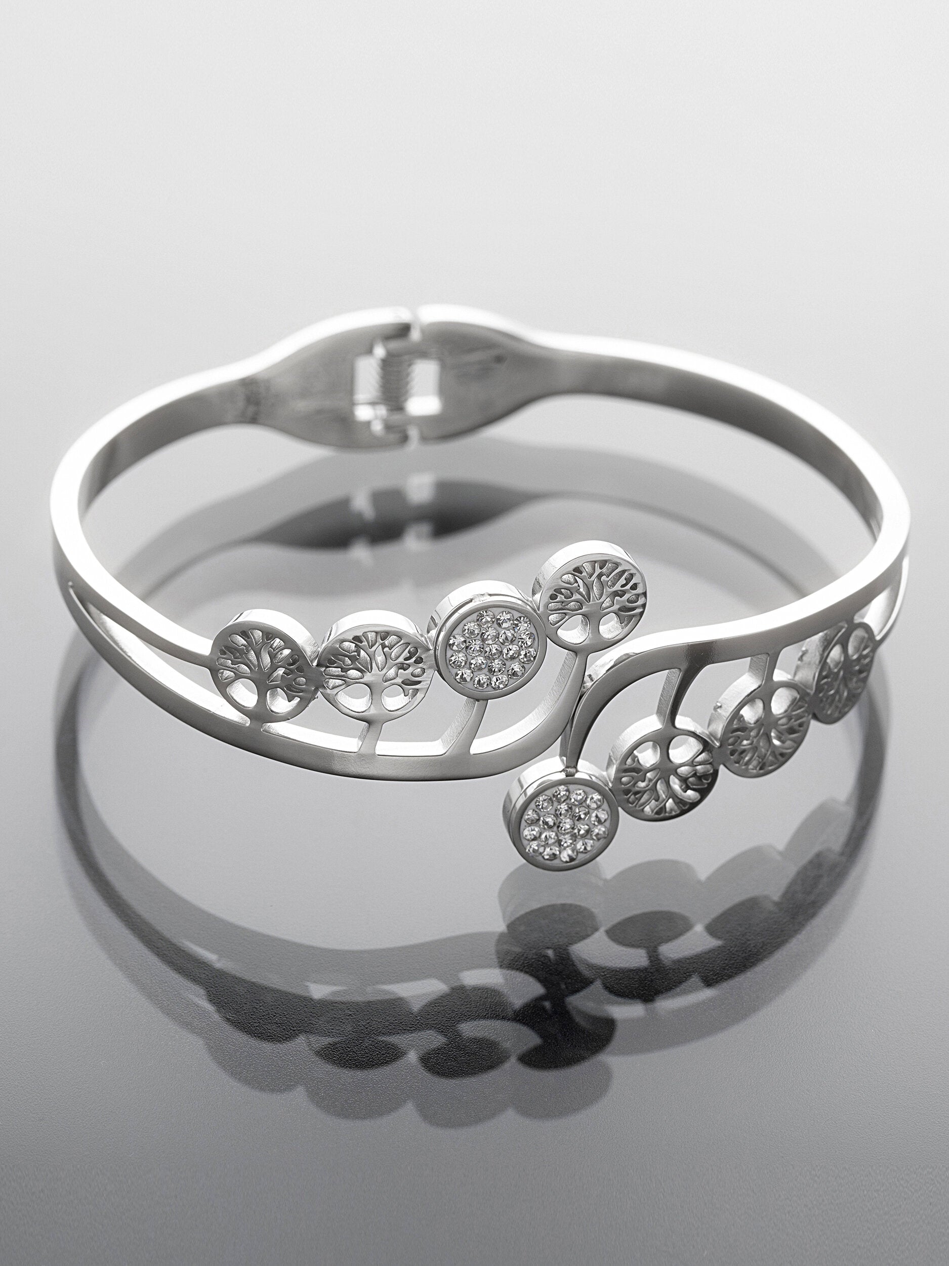 Pevný náramek z chirurgické oceli strom života NM3310-0112