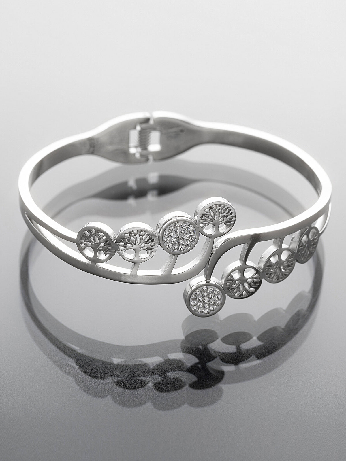 Pevný náramek z chirurgické oceli strom života NM3310-0112